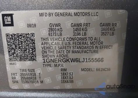 2020 Chevrolet Traverse Fwd Lt Cloth from USA, damaged, VIN 1GNERGKW6LJ155566